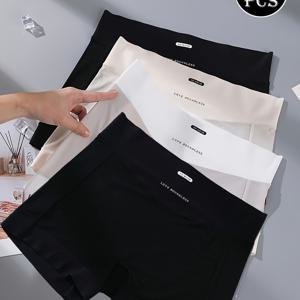 TEMU 4개 여성용 하이웨이스트 드로즈, 심리스 비침 방지 안전 팬츠 (레터 허리 밴드), 바디 쉐이핑 및 복부 제어, 편안한 부드러운 피부 친화적 통기성 데일리 속옷