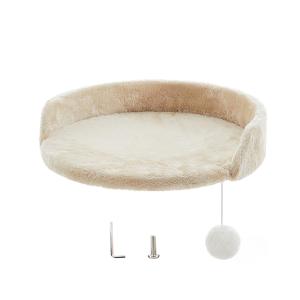 캣타워 교체용 플랫폼, 35cm 원형 플러시 고양이 횃대 침대와 매달린 공 포함, 대부분의 고양이 클라이밍 프레임용 범용 캣타워 상판 선반 액세서리, 설치 도구 포함, 4가지 색상 선택 가능