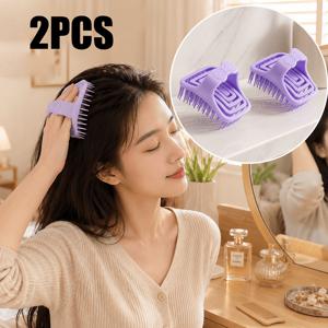 2개입 두피 마사지 샴푸 브러쉬, 부드러운 강모, 보우노트 인체공학적 손잡이 디자인, 휴대용 머리 마사지 빗. 샤워 샴푸, 딥 클렌징, 습식 및 건식 헤어 두피 관리에 적합