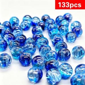 TEMU 블루 크랙글라스 구슬 133개/46개 - 8mm, 휴일 장식, 웨딩 공예, 집 꾸미기, DIY 공예용 문화 구슬, 의류 액세서리용 크랙글라 질감, 크리에이션 미포함