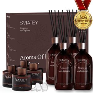 스미어티 실속형 500ML 대용량 실내디퓨저+유리병 2개+ 섬유스틱 10p 실내방향제 집들이선물