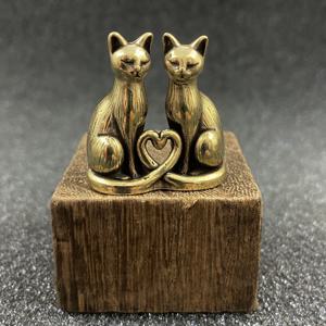 TEMU 수집용 피규어, 커플 고양이 황동 수집용 피규어, 귀여운 홈 오피스 책상 장식, 동료를 위한 이상적인 선물, 발렌타인데이 또는 축제, 비전기식, 내구성 있는 재료, 우아한 탁상 장식품
