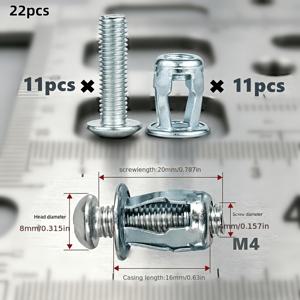 TEMU 22개 세트 (볼트 11개 + 너트 11개) 고강도 철제 속이 빈 벽 고정 장치 세트 - 일상적인 석고보드 속이 빈 철제 시트 플레이트 고정 및 커튼 차량 번호판 리벳 액세서리 조합을 위한 볼트와 너트 11세트 포함