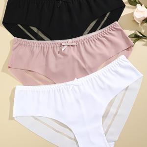 TEMU 여성용 패션 & 컴포트 레이스 패널 비키니 팬티 3pcs, 세미 시어 미디엄 스트레치 브리프, 여성 속옷 & 란제리