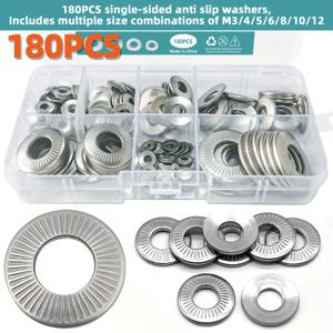 TEMU 180개 M3/M4/M5/M6/M8/M10/M12 고하중 304 스테인리스 스틸 플랜지 잠금 와셔, 풀림 방지 잠금 링, 부식 방지 304 스테인리스 스틸, 다양한 가혹한 환경, 자동차, , 가전제품 수리, DIY 공예용