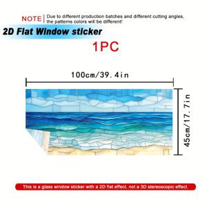 TEMU 2D 플랫 - 2D 플랫 - 2D 플랫 창문 스티커가 특징인 100×45CM의 바다 물결 스테인드 글라스 아트 디자인 롤입니다. 이 탈착식 장식 유리 스티커는 프라이버시 보호 기능을 제공하며 가정, 침실, 거실에서 사용하기에 이상적입니다.