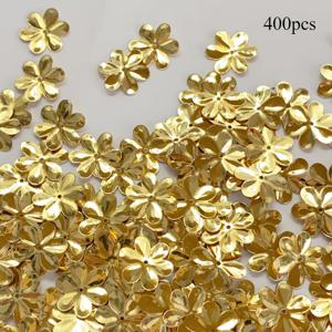 TEMU 400개 수제 여섯 잎 14mm 시퀸 - PVC/글리터 DIY 공예 대량 세트, 웨딩, 파티 장식, 의류, 네일, 헤어클립용 - 화려한 멀티컬러 (미표기) - 패션 디자인 액세서리 제작용