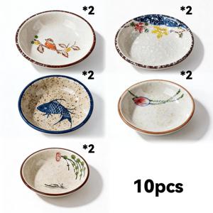 TEMU 6/10개 3.8인치 세라믹 조미료 접시, 일본 빈티지 스타일 수제 유약 밑칠 핸드페인팅 색상 디자인 세라믹 받침, 반찬 접시, 소스 접시, 간식 접시, 찬 접시로 사용 가능, 가정용 주방 및 모임에 이상적
