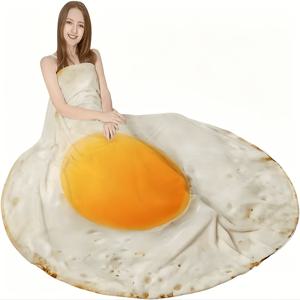 1개 원형 반숙알 테마 담요, 친척 및 친구를 위한 선물용 담요, 침실용 담요, 사무실용 담요, 소파용 담요, 낮잠용 담요, 차량용 담요, 캠핑용 다용도 따뜻한 소형 담요