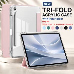 TEMU 삼성 갤럭시 탭 S9 S9FE S10FE S10 라이트 10.9 11인치용 칠색 태블릿 보호 케이스, S9+ S9FE 플러스 S10 12.4인치 및 S6 라이트 10.4인치, A8 A9 A11 A9 A11 플러스 8.7인치 11인치 호환, 소프트엣지 하드 아크릴 투명