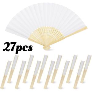 TEMU 27개 대나무 손 선풍기 대량 – 공예, 웨딩 답례품, 포토 부스 소품, 생일 장식, 발렌타인데이 선물용 빈 접이식 종이 선풍기. 휴대용, 천연 대나무 손잡이, 접이식 디자인