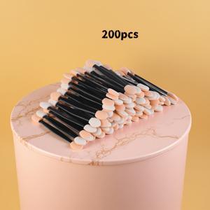TEMU 200개입 양면 아이섀도우 브러쉬 세트, 일회용 양면 아이섀도우 브러쉬, 양면 스펀지 어플리케이터, 타원형 팁 아이라이너 브러쉬, 메이크업 브러쉬 도구