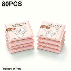 TEMU 80개입 일회용 변기 커버 팩 - 여행 및 호텔 휴대용 변기 커버, 개별 포장, 모든 변기 모양에 적합, 휴대용 위생 용품, 공공 화장실, 여행, 출장 및 캠핑에 적합