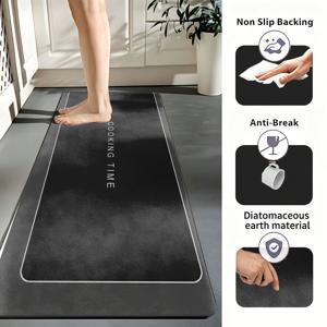 TEMU 2DFlat 850g/㎡ 규조토 주방 러그 세트, 부드러운 무광 라이트 웜 밀크 톤, 고품질, 쉬운 세척 및 보관, 움직임 없음, 단색 미끄럼 방지 러너 매트, 발밑에 부드러운 촉감의 부드러운 질감, 긴 주방 공간, 바 카운터 아래, 현관, 식당 및 거실용 바닥 매트 풀세트로 적합