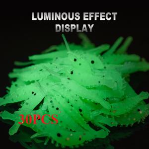 TEMU 30pcs Luminous Shrimp Lure Set, Soft Bait, Night Fishing Simulated Shrimp Jig, Suitable for Freshwater and Saltwater, for , Trout, Pufferfish, and