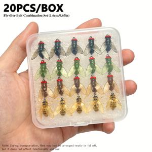 TEMU 20개 날개 곤충 플라이 낚시 루어 세트 - 진동 날개 플라이 미끼 키트 - 소프트 플라이 낚시 루어 4가지 색상 포함, 플라이 낚시 장비에 적합