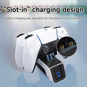 PS5 컨트롤러 충전 독, 무선 컨트롤러 충전 베이스, 충전 팁 호흡등 ABS 소재 미끄럼 방지, 화이트 듀얼 고속 충전 컨트롤러 충전기 (Playstation 5 게임 추가용)
