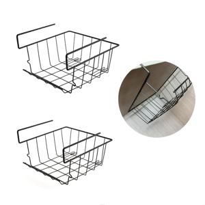 TEMU 4개/2개 세트 스택 가능 하부 선반 걸이형 수납 바구니 – 확장 가능한 금속 와이어 정리함, 옷장, 주방, 사무실, 식료품 저장실 및 욕실용 공간 절약 디자인, 쉬운 설치
