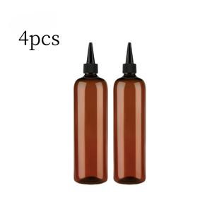 4개/6개 250ml/8.45oz 용량 갈색 원형 숄더 롱 플라스틱 압출 분량 조절 병 - 뾰족한 캡 포함, 재사용 및 리필 가능, 에센스, 바디워시 및 기타 로션 압출 분량 조절 병에 적합