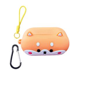 [세트] 3D 엎드린 주황색 귀여운 강아지 실리콘 만화 이어폰 케이스 세트, Airpods Pro3/Pro2/Pro 및 Airpods 4/3/2/1에 적합, 패셔너블, 개인화, 간편, 예술적인 스타일 초박형 경량 이어폰 케이스. 세트 구성: 이어폰 가방