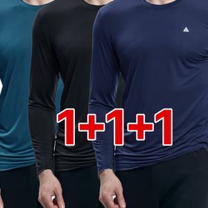 TEMU (1+1+1)( 3장세트! ) 남성 여름에도 시원한 냉감 쿨링 아웃도어 긴팔 라운드 티셔츠(M6QPST32)