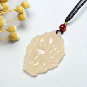 TEMU 천연석 구미호 무도장 펜던트 남녀공용 부적 패셔너블 미스터리 우아한 고상한 축제 선물