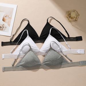 26SS 프렌치 스타일 삼각 컵 브라레트 3개 세트, 여성용 오픈백 속옷 - 언더버스트 디자인, 와이어프리 얇은 통기성 브라, 블랙, 그레이, 화이트 색상 선택 가능