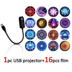TEMU 1개 USB 조명 및 16개 필름 꽃잎 스타일 휴대용 USB 램프 - 만다라 꽃잎 매직 플라워 테마 USB 프로젝터 장식 램프. 이 USB 가젯은 결혼식 배경, 생일, 크리스마스, 할로윈 또는 꽃을 사랑하는 사람들을 위한 선물로 사용할 수 있습니다.