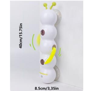 TEMU 애벌레 모양 흡착판 스마트 센서 자동 고양이 놀이 장난감, 교체용 놀이 깃털 포함, ABS 소재, 곤충 움직임 궤적을 시뮬레이션하여 고양이의 사냥 본능을 자극, 스스로 즐기는 지루함 해소 고양이 장난감