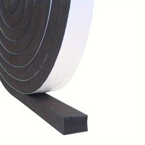 TEMU 1롤(폭 25mm x 두께 20mm x 길이 5m 검정색 자체 접착 폼 테이프, 문 및 창문 방수 스트립, 폼 테이프, 단열 소음 차단용 워크숍 밀봉 스트립