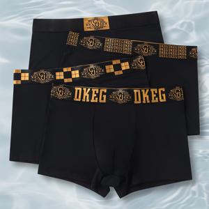 DKEG 라이트 럭셔리 블랙 골드 남성용 쿨 속옷 반바지 헤드 4pcs 세트