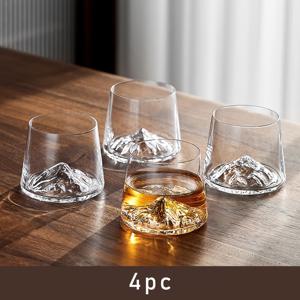 TEMU 유리 위스키 글라스 6개/4개/2개입, 일본 스타일 술잔, 후지산 글라스, 글라스, 투명 유리, 보드카, 위스키, 리큐르, 테킬라, 소주, 칵테일에 적합