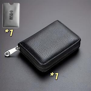 TEMU 2개 세트: 카드 홀더 1개 + RFID 차단 슬리브형 카드 케이스 1개, 카드 슬롯 20+2개 포함. RFID 차단 도난 방지 카드 홀더, 신용카드 홀더, 다기능 지퍼 PU 가죽 지갑, 명함 홀더, 패셔너블한 카드 홀더, 은행 카드 홀더, 보호 케이스, 명함 보호 파우치, 동전 지갑