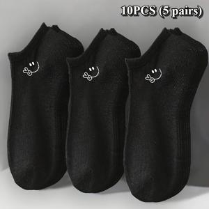 TEMU 여성용 통기성 좋고 시원한 숏삭스 10개입(5켤레), 랜덤 3가지 색상(화이트/그레이/블랙), 캐주얼 및 정장용, 남녀공용, 사계절용, 우아하고 활용도 높음, 일상, 사무실, 파티용