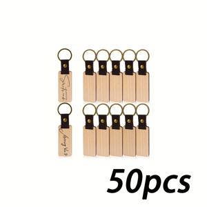 TEMU 토코메 25개 또는 50개 키체인 - 미완성 키, DIY 레이저 각인 직사각형 태그, 공예, 선물, 장식에 적합, 공예 제작, 선물, 장식에 완벽한 나무 블랭크