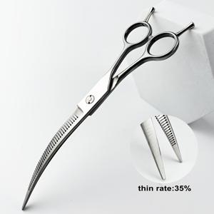 TEMU Wingsbro 8.0인치 전문가용 강아지 미용 가위, 인체공학적 손잡이의 곡선형 씬닝 가위, 반려동물 털 스타일링 및 정밀 트리밍에 적합, 중대형견용 전문 미용 가위