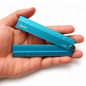 10Cm 미니 팜 접이식 포켓 자, 여름 인스 스타일 알루미늄 합금 측정 자, 레이저 스케일, 내마모 및 녹 방지, 학습 사무실 드로잉용 휴대용 문구류