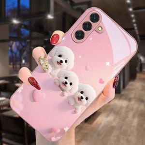 TEMU 휴대폰 케이스 - 귀여운 강아지 만화 패턴 휴대폰 케이스, 갤럭시 S9+/S10/S20+/S20 울트라/S21 5G/S21+/S22/S23 플러스/S24 플러스/S25/S25 엣지/노트 9/노트 10/노트 10+/노트 20/노트 20 울트라에 적합, 낙하 방지 강화 유리 보호 커버