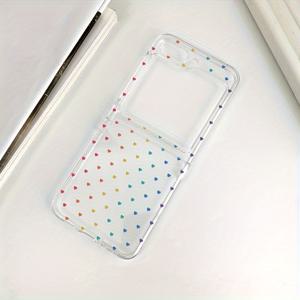 삼성 갤럭시 Z 플립7/Z 플립 5 5G/Z 플립6/Z 플립 7FE 호환 휴대폰 케이스, 투명 PC 하드 낙하 방지 폴딩폰 보호 케이스, 여성을 위한 귀여운 러브 프린트