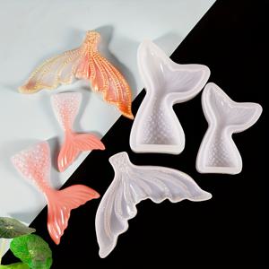 TEMU 3pcs/세트 인어 꼬리 실리콘 몰드, 물고기 꼬리 몰드, 초경면 표면 몰드, 에폭시 레진, DIY 비누, DIY 캔들, 석고, 공예용, 핸드메이드 선물, 키체인 만들기