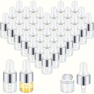TEMU 40개 1/2/3/5ml 은색 미니 유리 드롭 병 미니 드로퍼 병 샘플 병 여행용 작은 샘플 바이알 뚜껑 포함 에센셜 오일 화장품 액체 샘플 향수