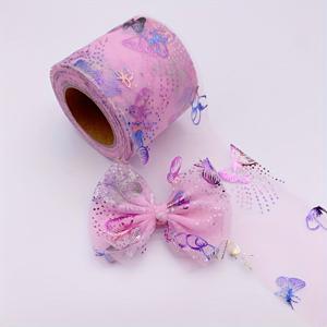TEMU 1롤/25야드 컬러풀 나비화장품 DIY 헤어액세서리용, 보우넷팅 리본 사탕꾸미기, 크리스마스·할로윈