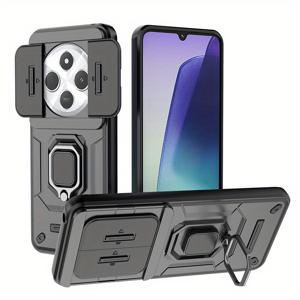 TEMU 폰 케이스: 레드미 14C 4G / POCO C75 4G (4G 전용) 슬라이드 렌즈 스퀘어 브래킷 커버 케이스