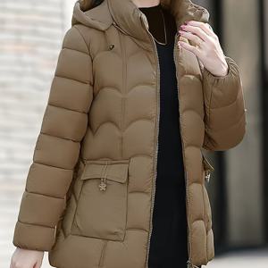 가을 겨울 따뜻한 코트 - 우아한 단색 두꺼운 후드 조끼, 사계절용 - 100% 가벼운 여성 트렌치 코트 - 활동적인 중년 엄마를 위한 트렌디한 의상