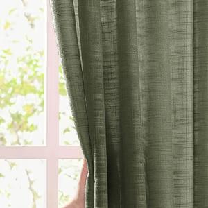 TEMU 1개 리넨 느낌 올리브 그린 크로스 패턴 쉬어 커튼, 다양한 장소에 적합