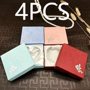 TEMU 골판지 프린트 장미 주얼리 선물 상자, 4개 혼합 색상 (랜덤 발송), 9x9x3cm 팔찌 상자, 주얼리 보관 및 선물 포장용 정사각형 팔찌 진열 포장 상자