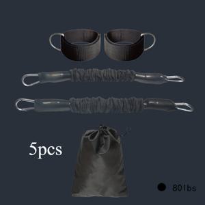 TEMU 5개 검정 다기능 킥 저항 로프 세트 (다리 스트랩 탄성 밴드 포함), 러닝 허리 및 태권도 킥 근력 훈련 장치, 발목 탄성 저항 밴드 피트니스 장비