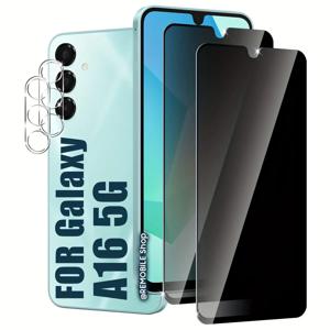 Samsung Galaxy A16용 2+2개입 프라이버시 액정 보호 필름 (Galaxy A16 5G용 프라이버시 액정 보호 필름 및 카메라 렌즈 보호 필름, 풀 커버리지, 기포 방지)