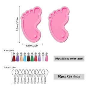 22개 발 키체인 실리콘 몰드, 레진 주형 몰드 키트 - 에폭시 수지 주얼리 제작, 펜던트, 가방 장식, 반려동물 걸이 태그 및 DIY 공예용으로 완벽