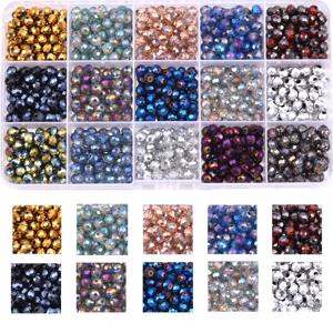TEMU 1200개 6mm 혼합 색상 유리 구슬, 간격 조절용 루즈 비즈, 오스트리아산 각진면 수정유리 구슬, 주얼리 세트 제작용